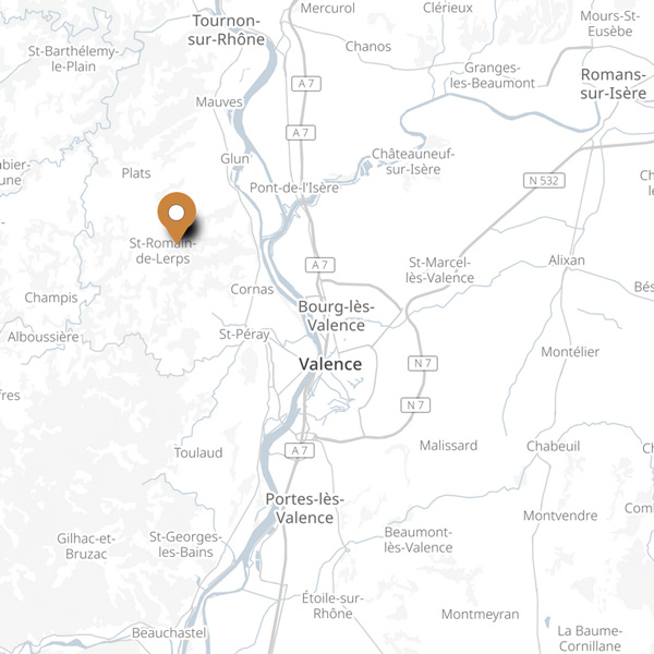 Carte Saint-Romain-de-Lerps - Valence - Tournon-sur-Rhône - Romans-sur-Isère